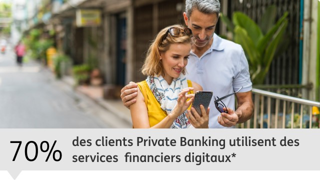 *70% des clients Private Banking utilisent des services financiers digitaux. Source: Accenture, "Private banking in your pocket", 2018